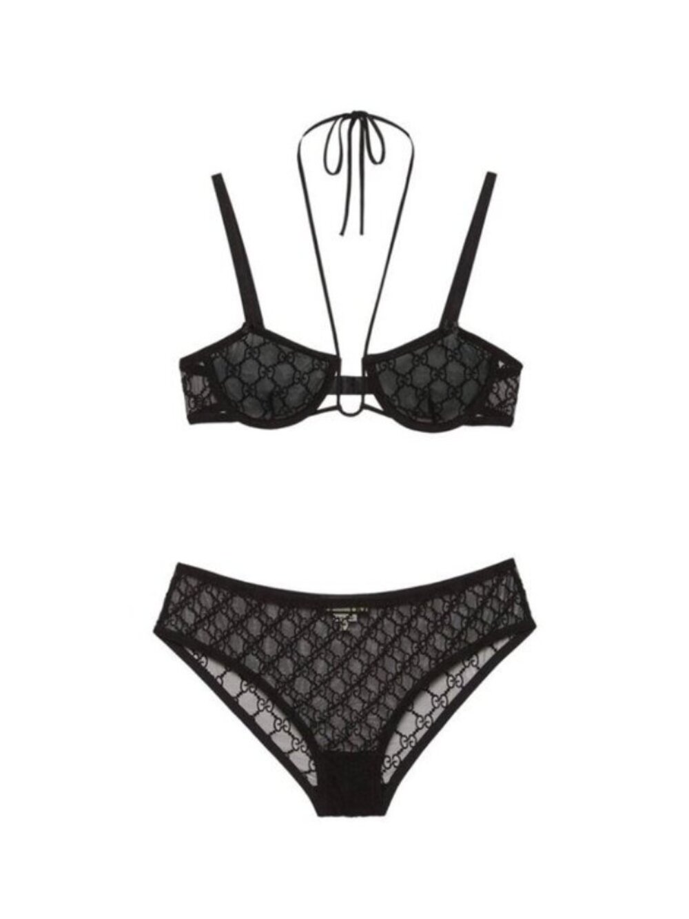NWT GUCCI LINGERIE SET BLACK LACE GG SZ S 100% Authentic